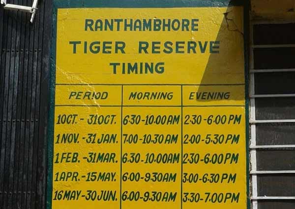 ranthambore safari booking timings