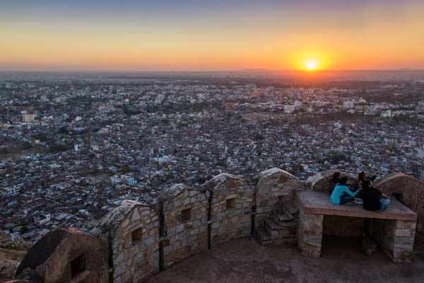 sunset at nahargarh fort jaipur